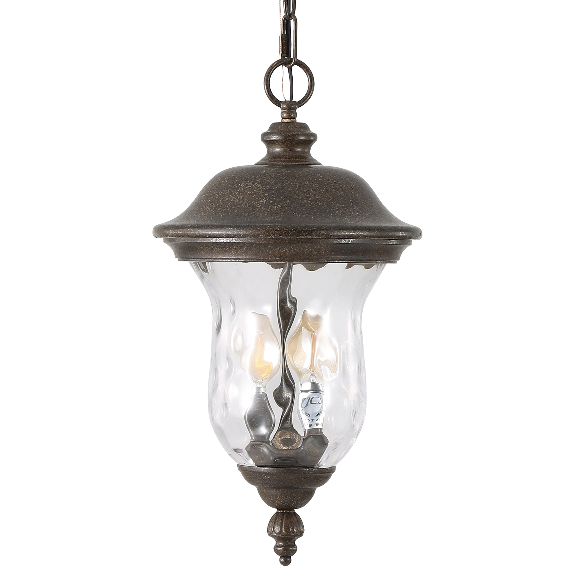19  H  Rustic Outdoor Hanging Lantern, Weatherproof Vintage Pendant Light With Clear Glass Shade, Waterproof Exterior Lighting Fixture For Porch, Patio, Or Garden  One Piece & No Bulb