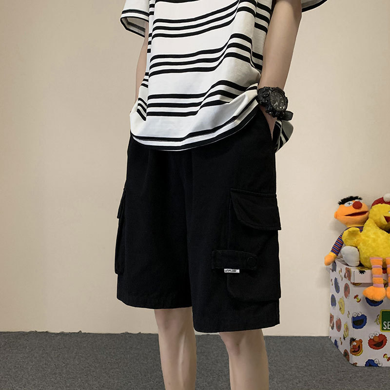 Outer Wear High Street Casual Multi-pocket Five-point Pants