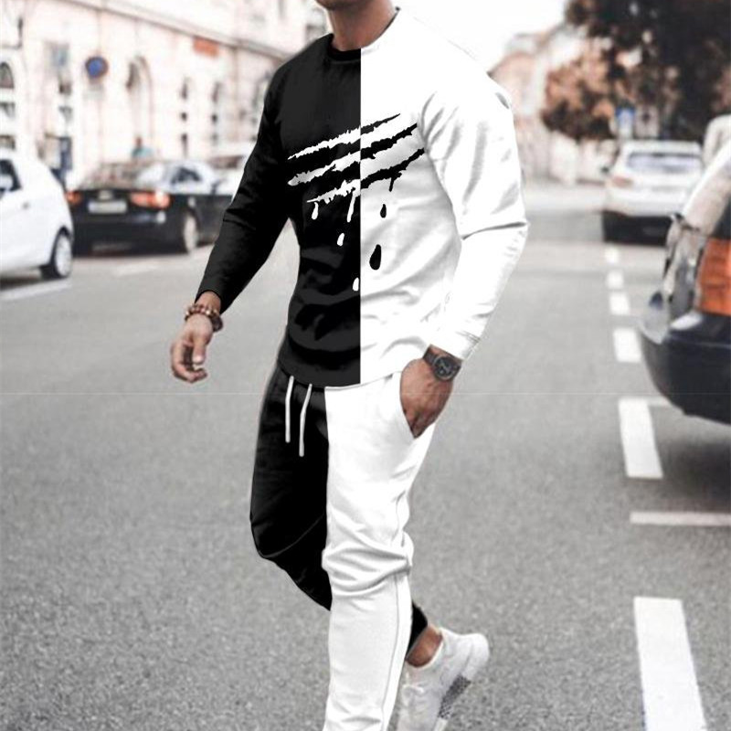 3d Digital Printing Crew Neck Sweater Sports Trousers Suit