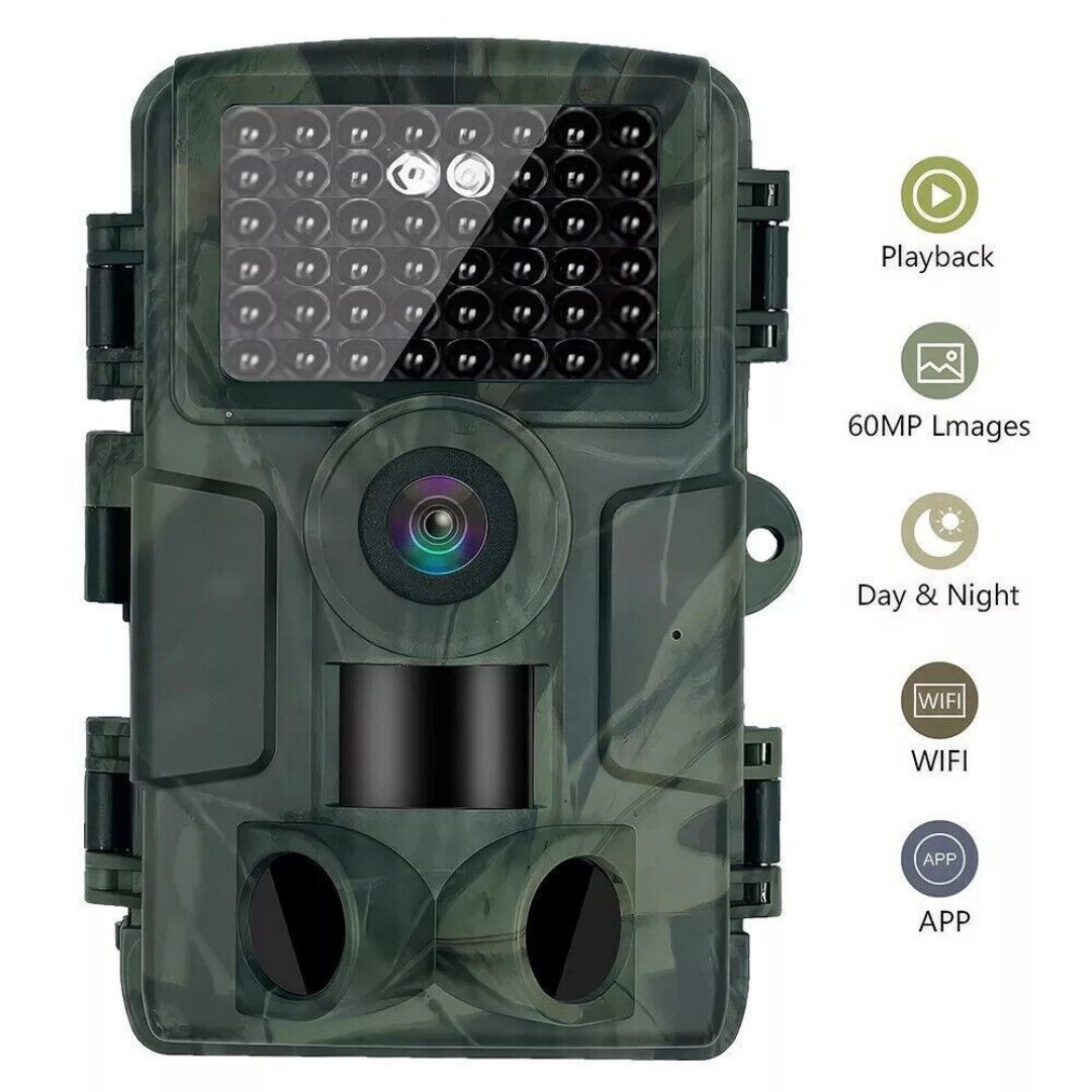 64GB 60MP Wildlife WIFI APP Trail Camera 4K Night Vision Outdoor Hunting Camera