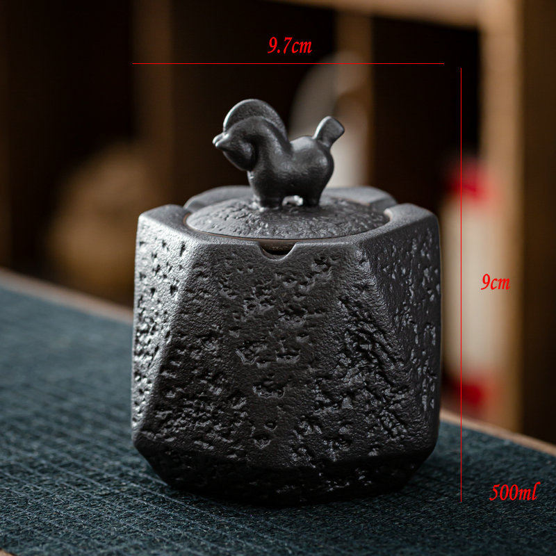 Black pottery pony ashtray