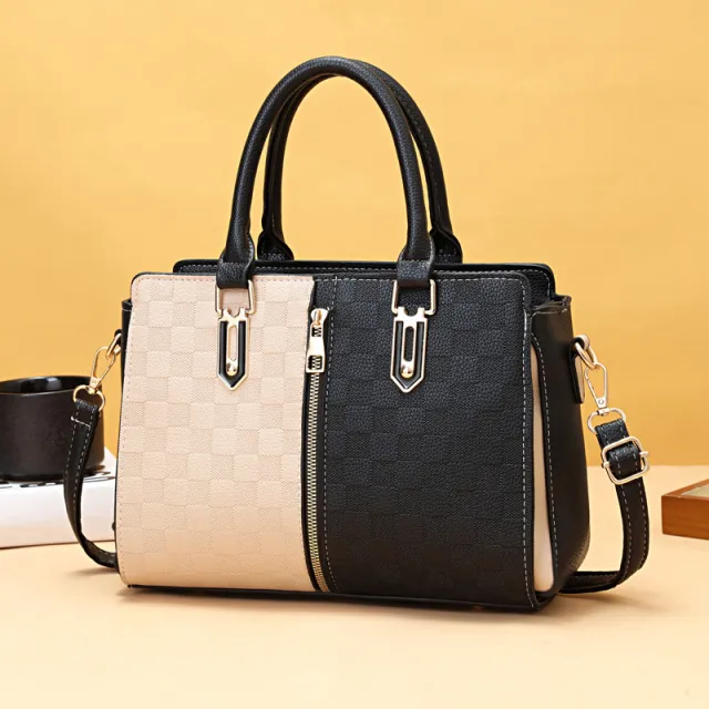 Simple Large Capacity Women's Contrast Color Ins Fashion Korean Style Shoulder Women's Crossbody Handbag Black - Shop at LoveMi