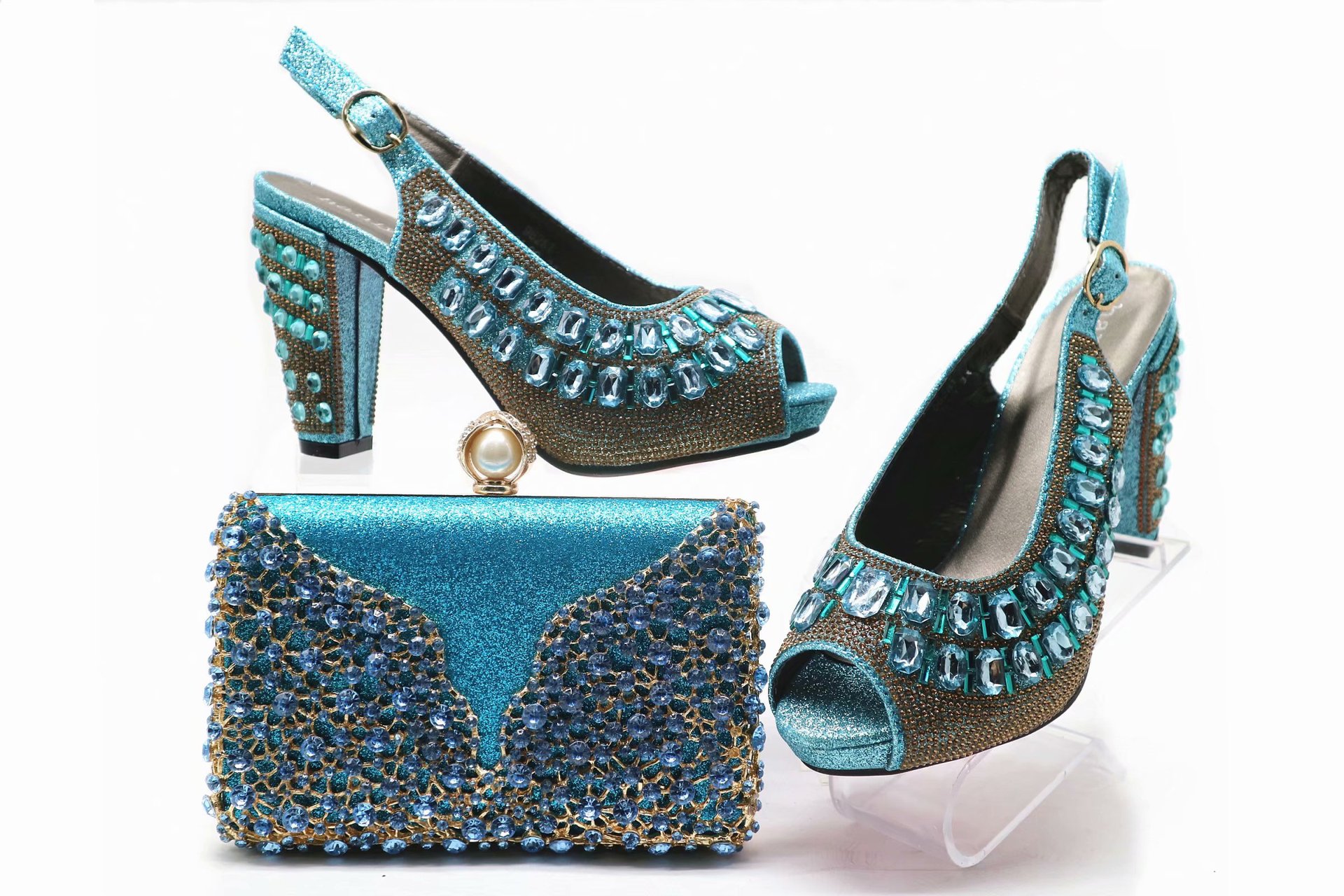 Large Size Rhinestone Bag With Shoes Wedding Diagonal Fashion