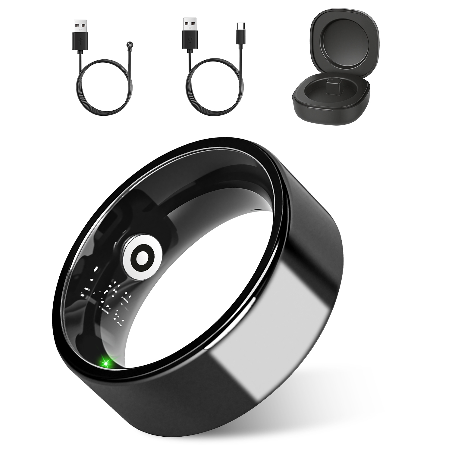 Smart Ring Health Tracker Fitness Sleep Stress HRV Tracker With Charging Case Magnetic Charging Cable For Women & Men Compatible With IOS & Android 7-Day Battery Life Size7 Size8 Size9 Size10