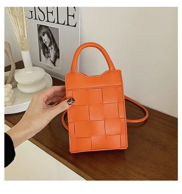 Fashion Woven Trend Mobile Phone Bag - Orange