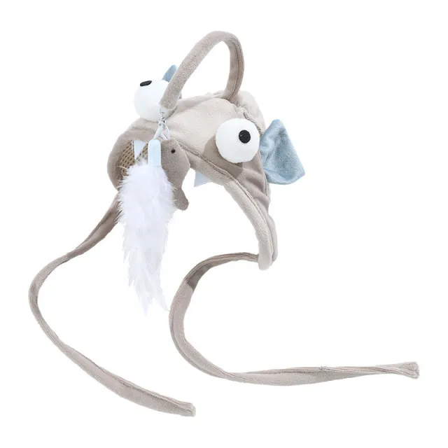 New Head Wearing Feather Funny Cat Stick Funny Cat Toy Stick Gray Big Eye Pet Toys Pet Products Grey - Shop at LoveMi