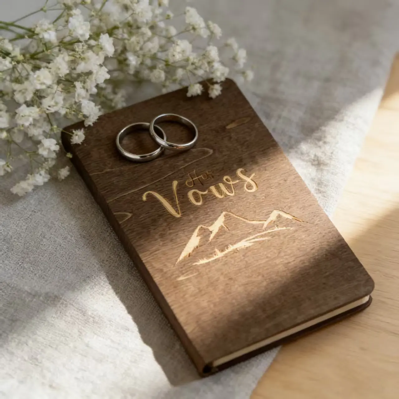 Wooden Wedding Vow Book Handwritten Love Oath Wedding Keepsake Gift