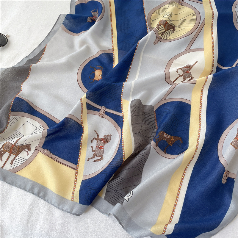 Geometric Pattern Scarf Cotton And Linen Long Large Size