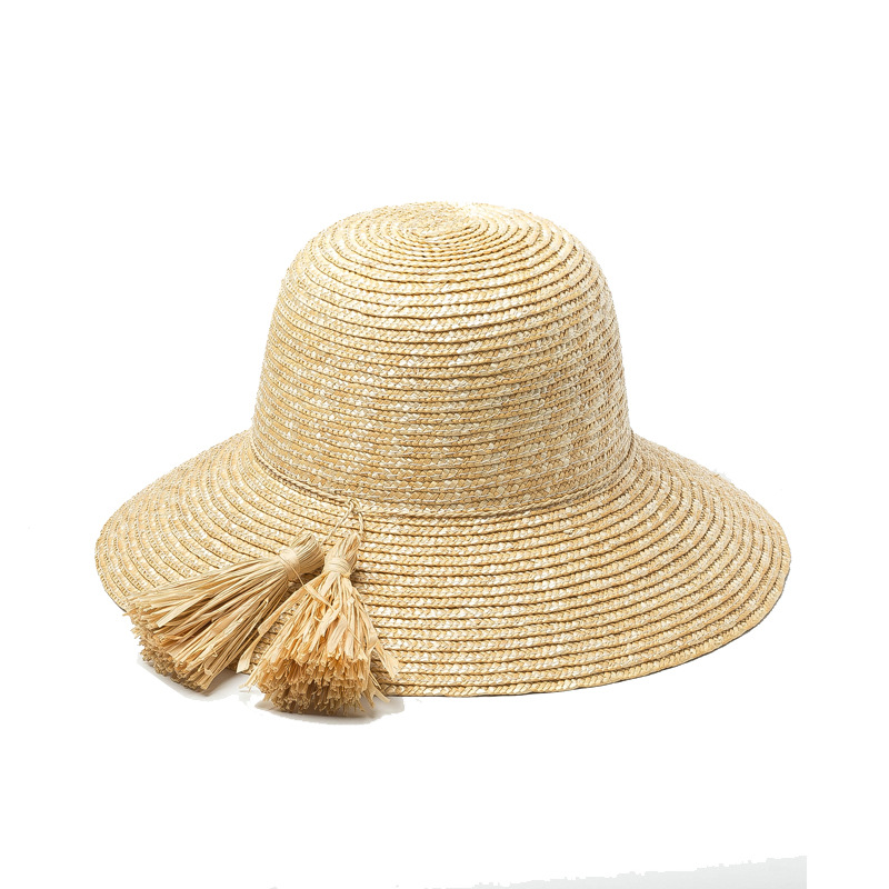 Women's Raffia Fringe Decorative Pot Straw Hat