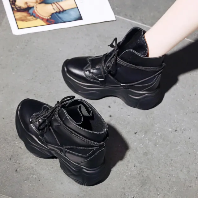 Women's Spring Spring Thick soled Inner Increase All match Show Feet Short Boots Black - Shop at LoveMi