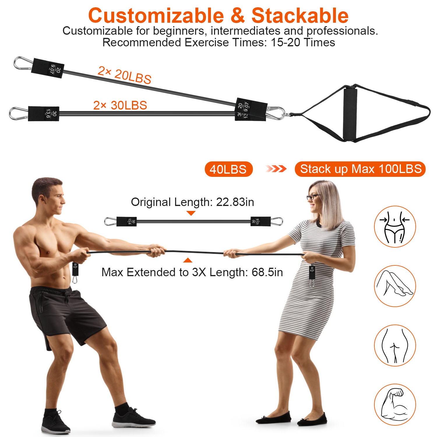 100LBS OR 180LBS Band Options - 1Pc Pilates Bar Kit Multifunctional Pilates Yoga Toning Bar Full Body Exercise Equipment Set For Beginners Intermediates Professionals 4 Elastic Resistance Bands — foto 17