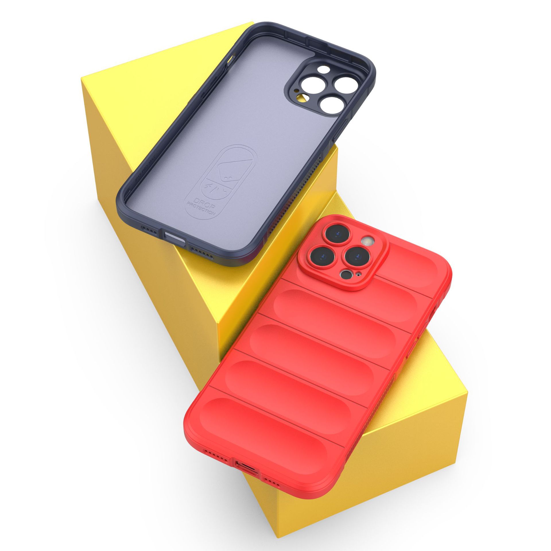 Coque de téléphone Magic Shield antichute effet peau – bleu foncé – iPhone 13 Pro
