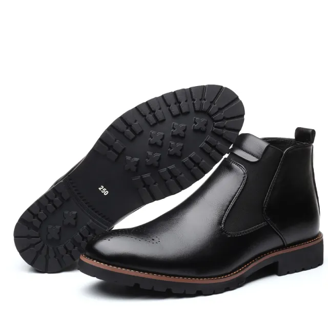 Men's Fashion Casual High Top Leather Boots Black - Shop at LoveMi