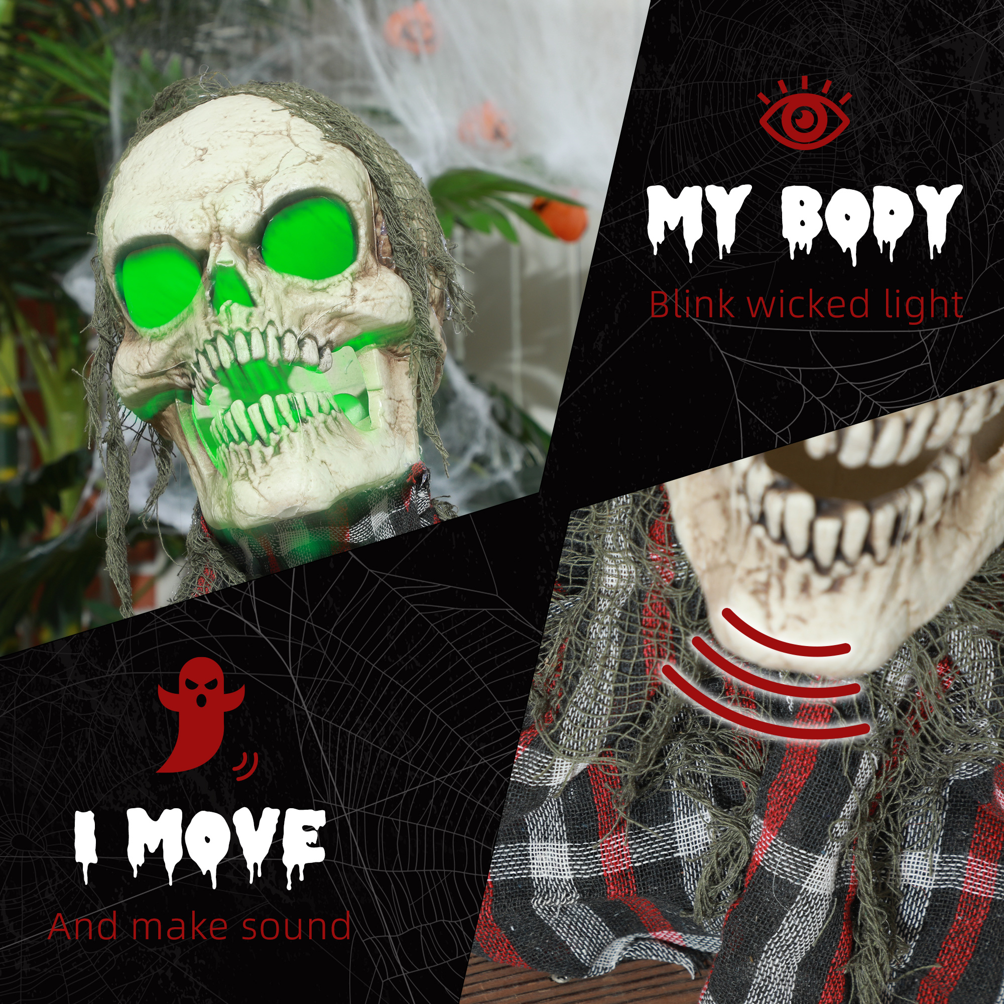 A 70 Centimeter Tall Groundbreaker Skeleton Halloween Electric Doll — image 2