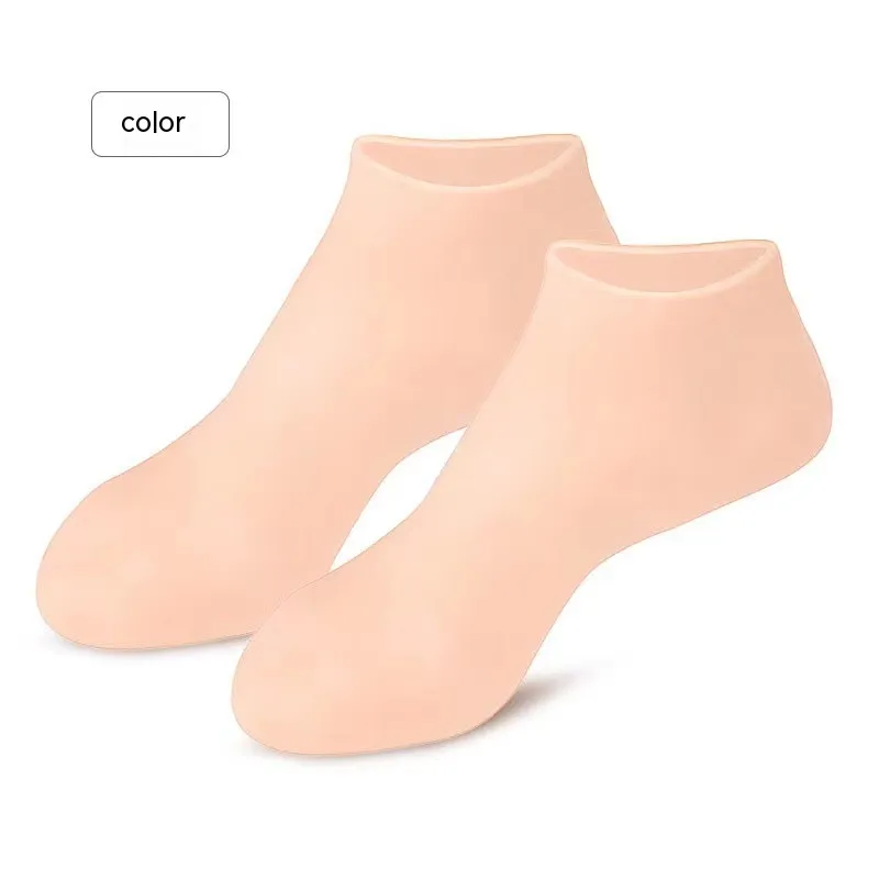 Gel Moisturizing Anti-cracking Booties Indoor Silicone Socks - Skin Color-L