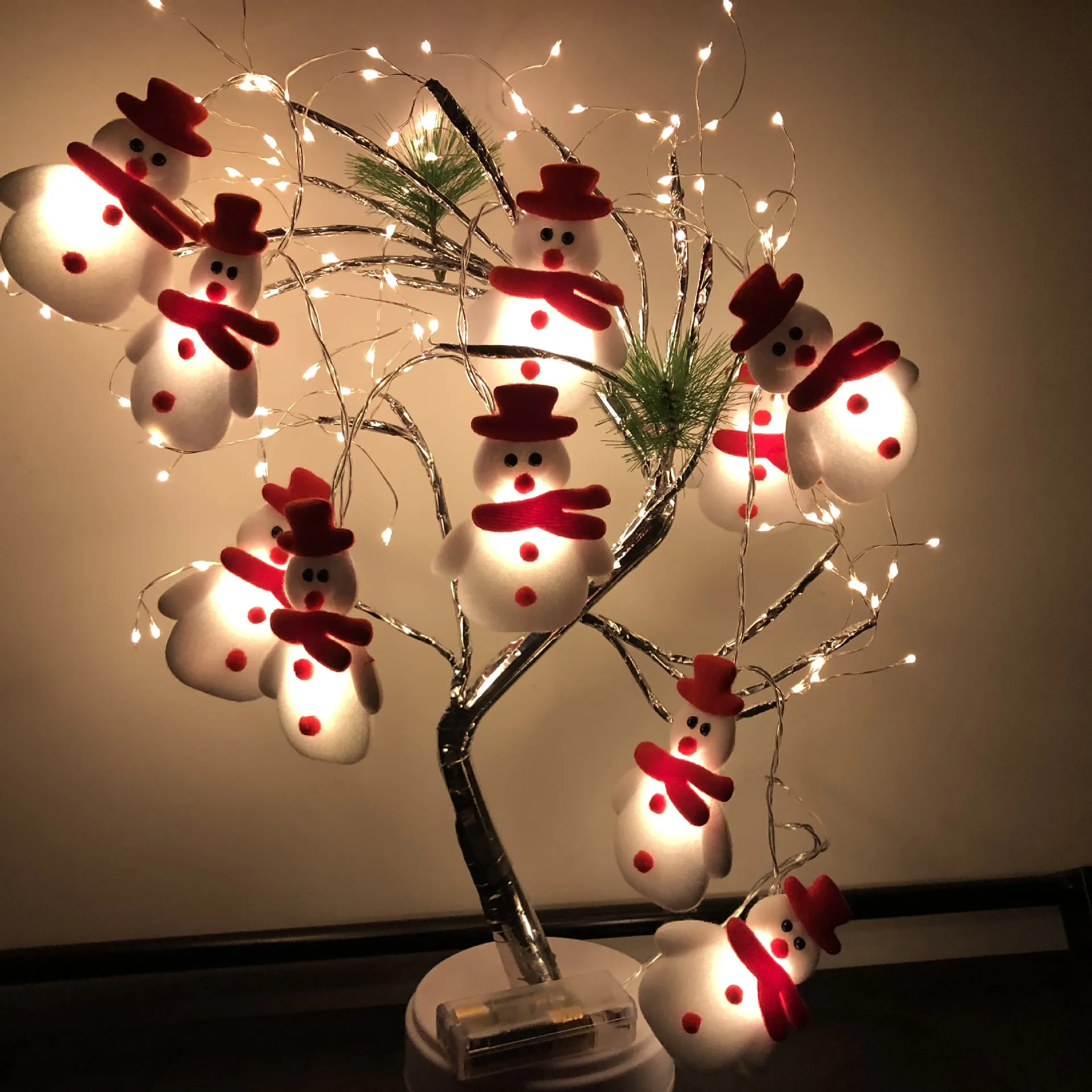 Christmas Plush Snowman Light String Christmas Tree Pendant LED Holiday Party Decoration Lantern – image 4
