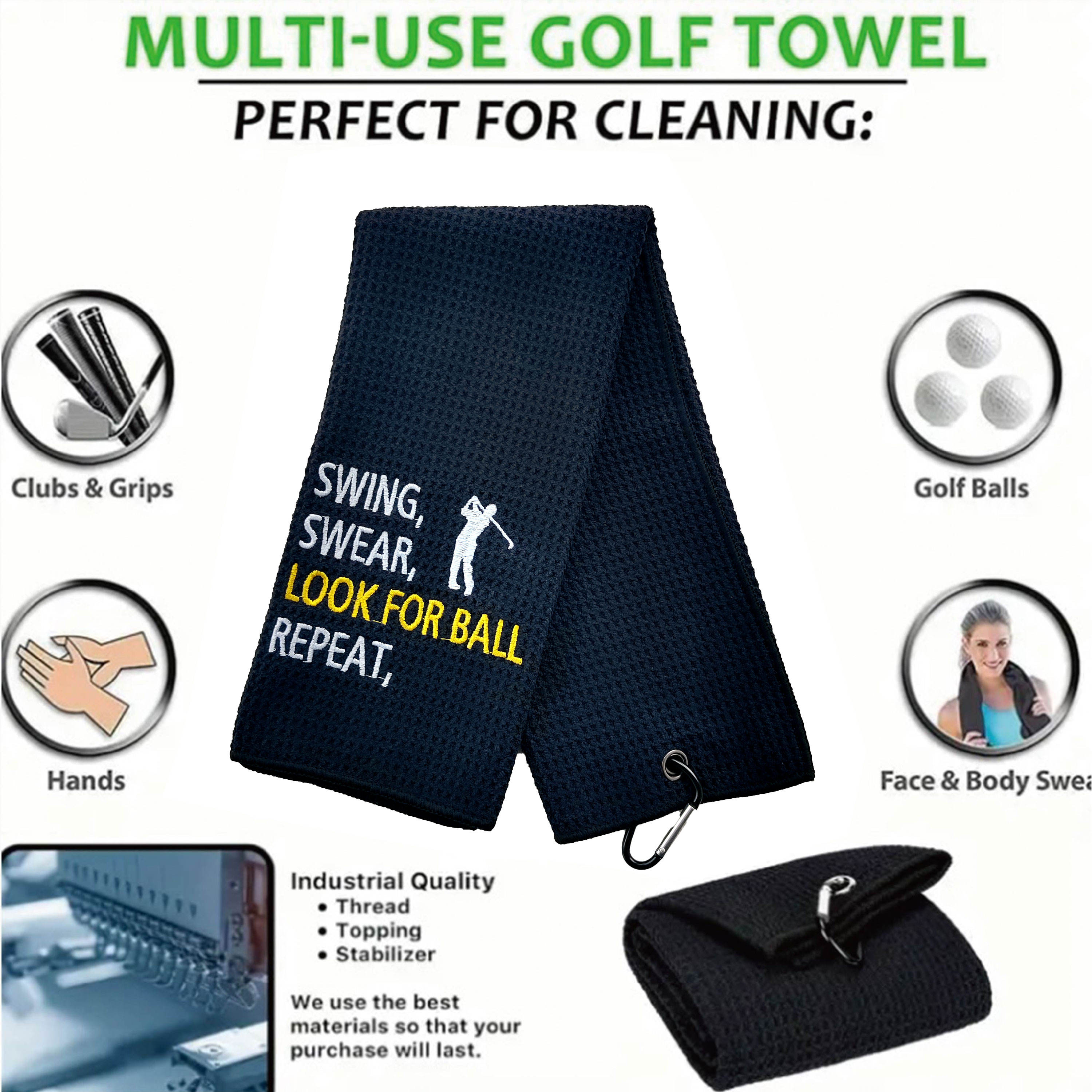 Two-piece Set Super Water Absorbent Printed Microfiber Embroidery Golf Towel_voghion.com
