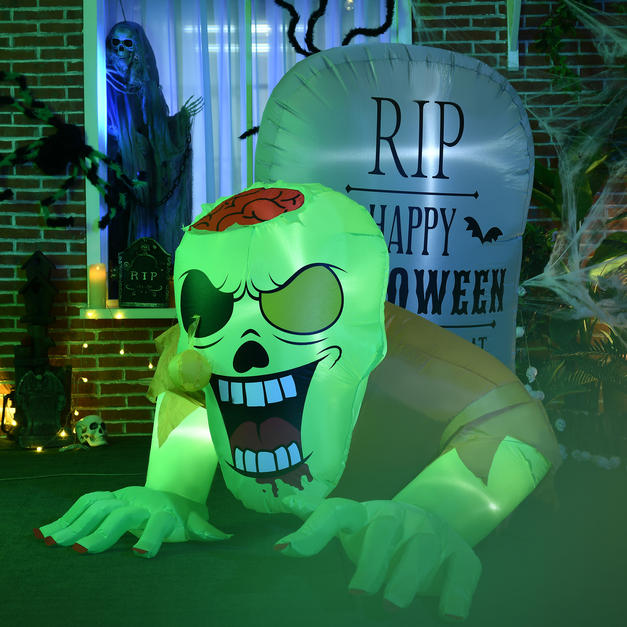 5FT Halloween Inflatables Ghost And Tombstone, Blow Up
