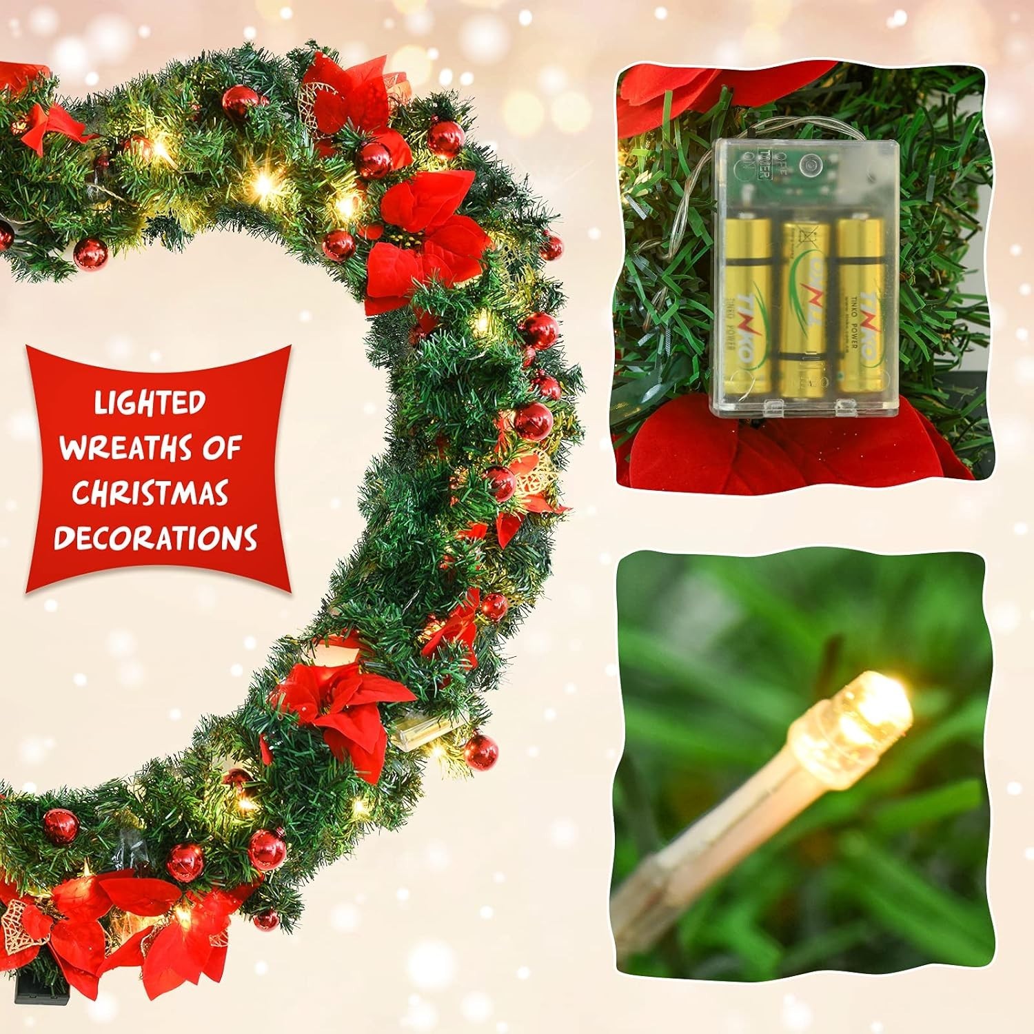 9FT Christmas Garland Decorations Fireplace Stair