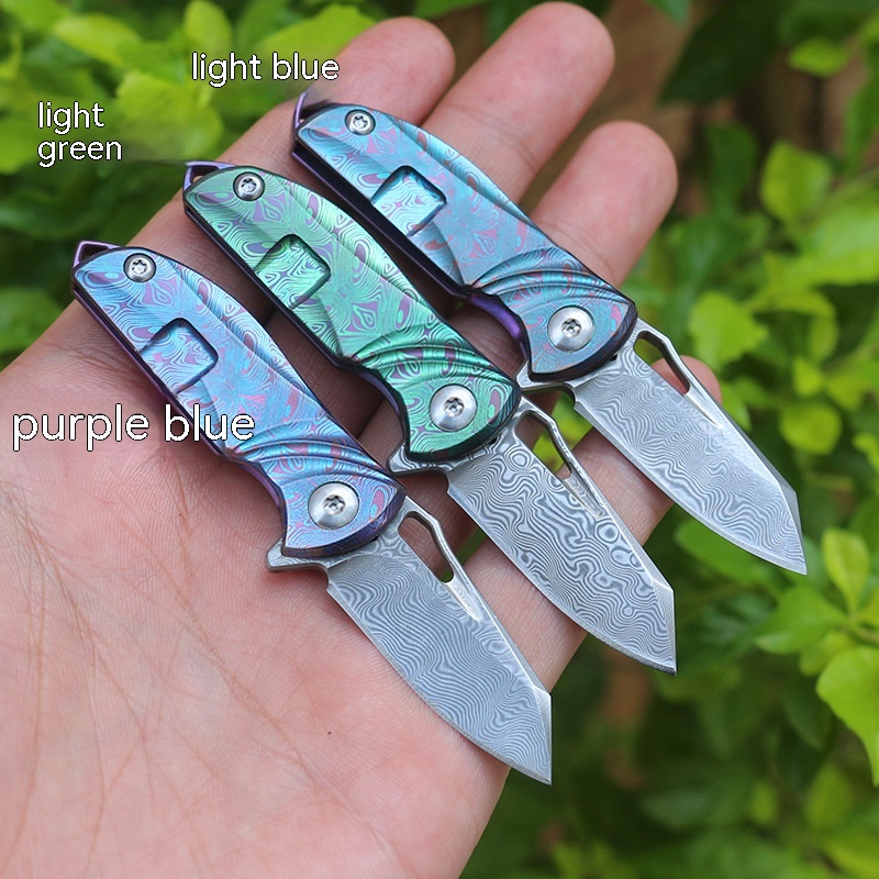 Title 6, Mini Damascus Folding Knife Gift