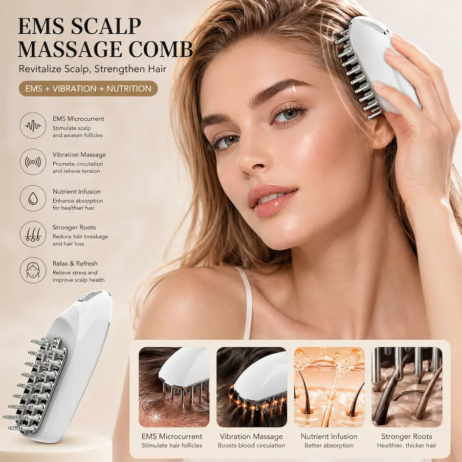 EMS Electric Vibration Head Massage Comb
