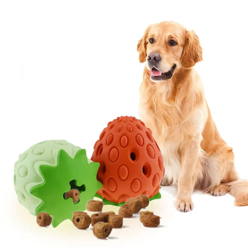 Pet Toy Chew Resistant Strawberry Leak Food Ball Pet