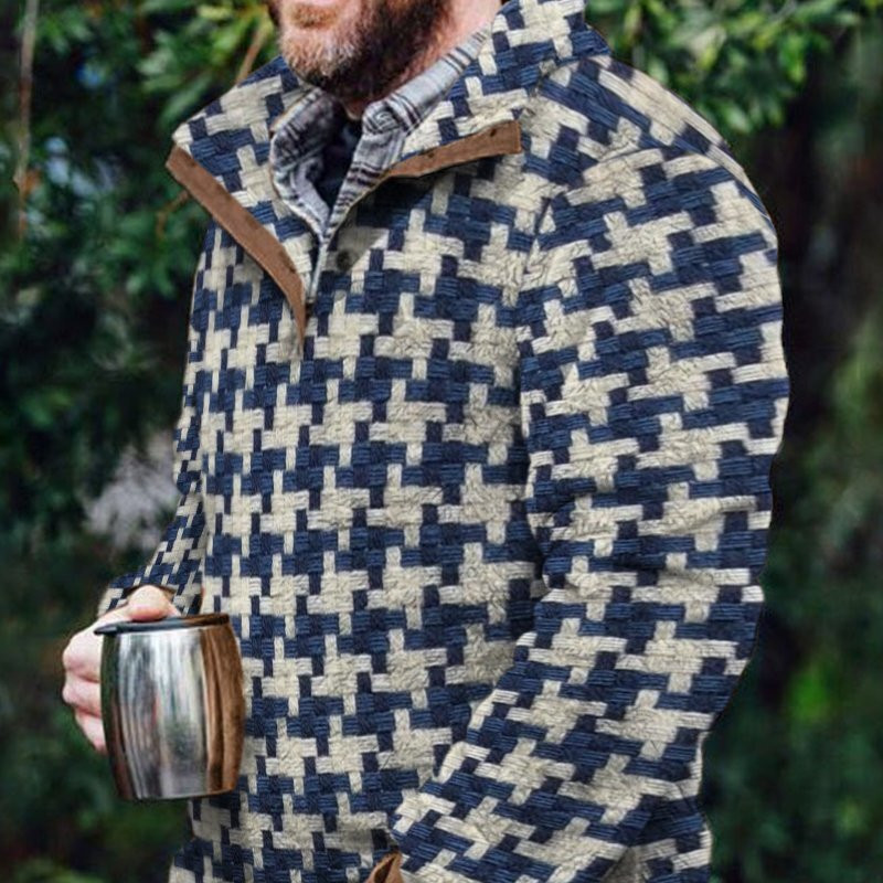 Autumn And Winter Casual Button Pocket Flannel Plush Men's Sweater