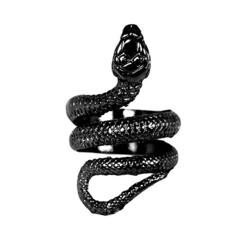 1 Piece Vintage Open Snake Ring, Black Mamba Coiled Stainless Steel Ring thumbnail 3