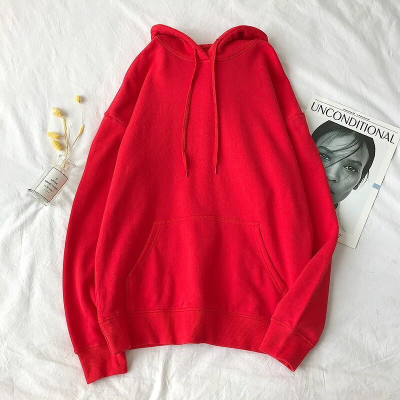 Title 14, Effen kleur hoodie met fleece gevoerd Losse cas...