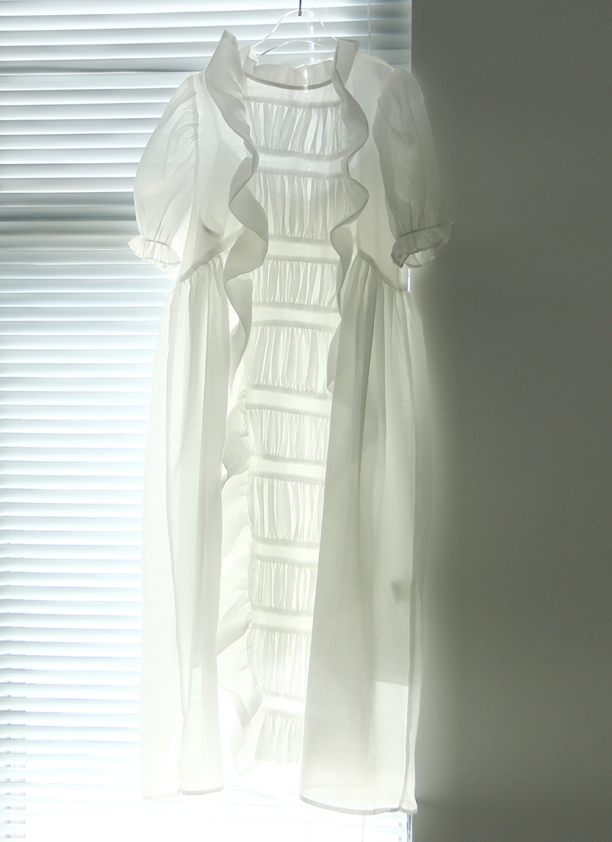 Solid White French Vintage Polyester Dress White - Shop at LoveMi