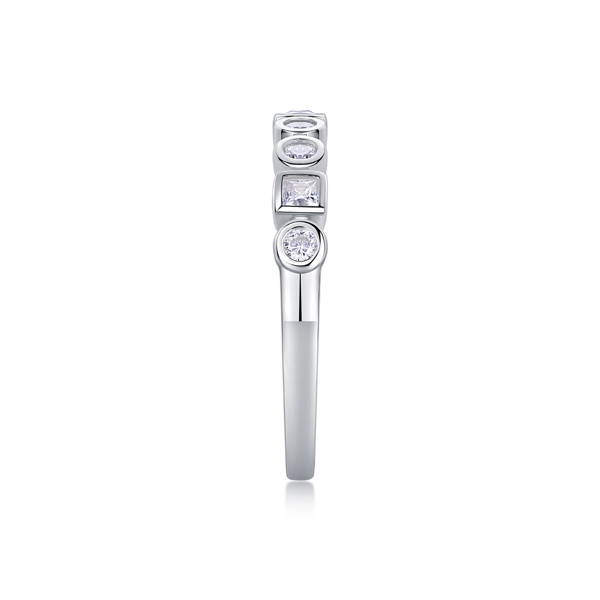 Platinum-Plated Moissanite Half Eternity Ring, picture 2 of 5