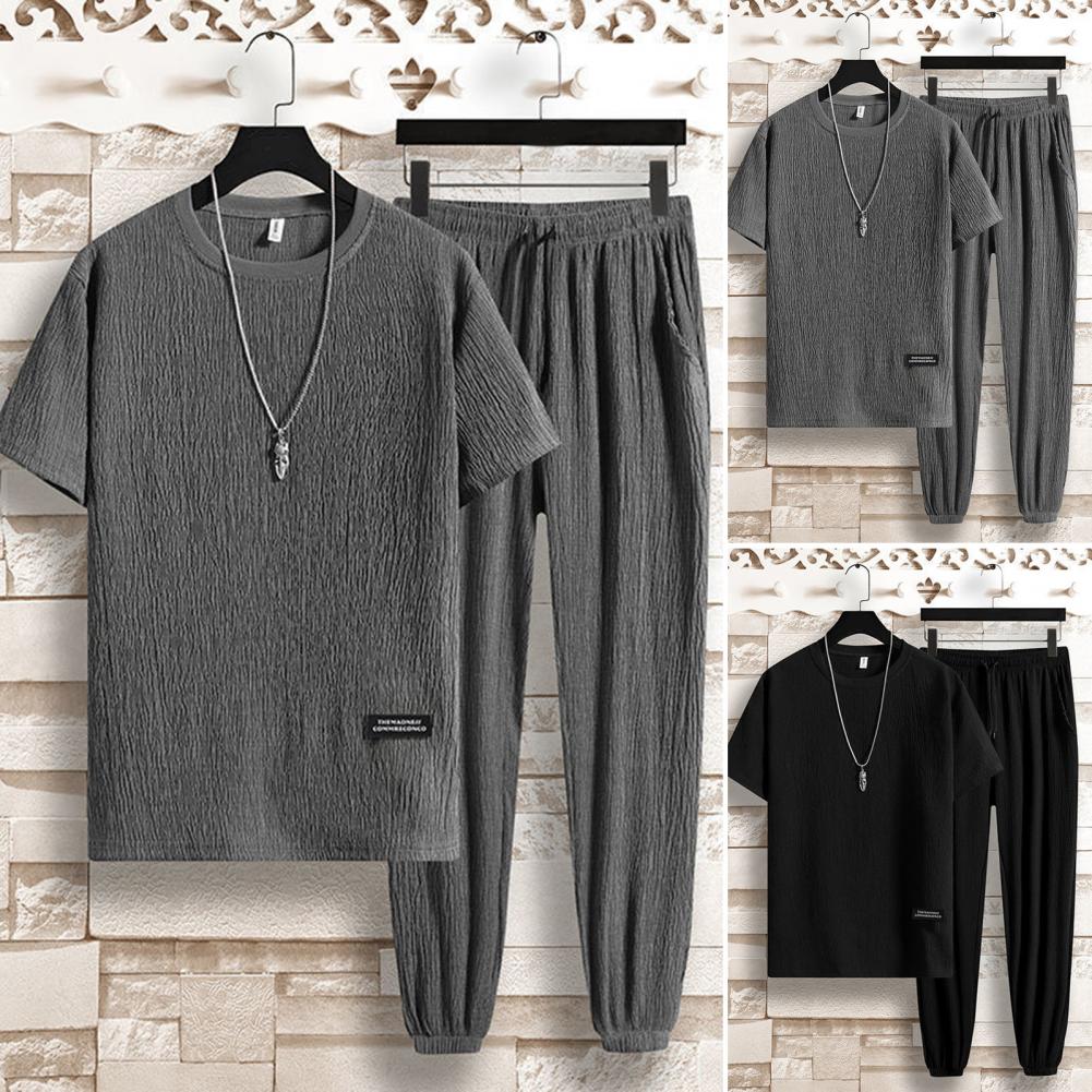 Summer ice silk breathable new men's casual sports suit