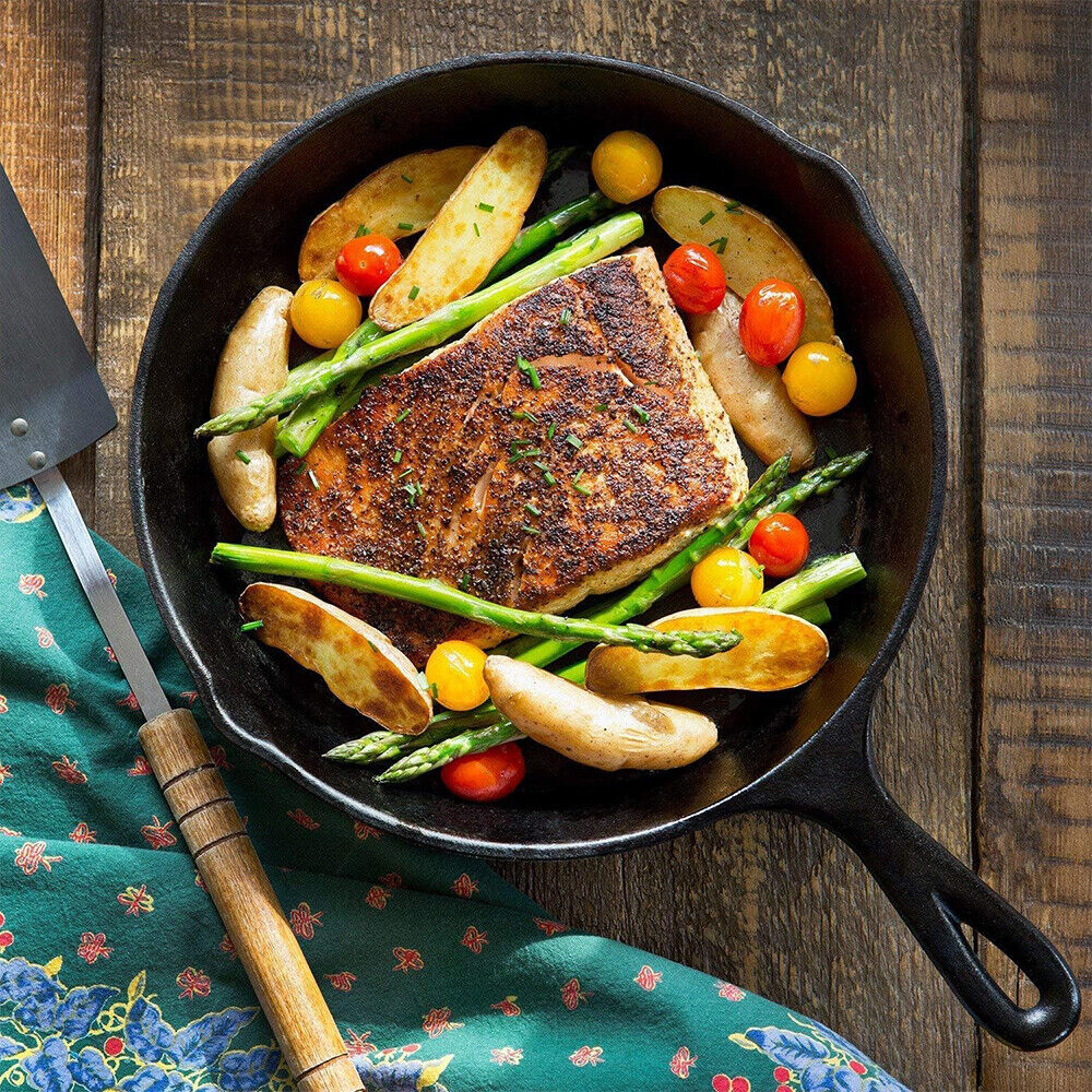 Set Of 3 Cast Iron Non Stick Skillet Griddle Cooking Pan Pre-Seasoned Frying — image 11