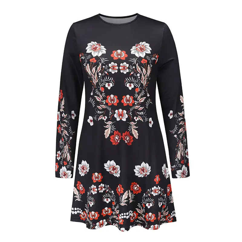 Slim-fit Knitted Long-sleeved Dress With Christmas Print