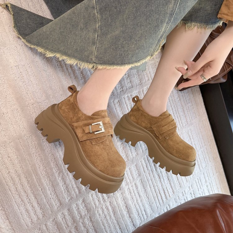 Women's Retro Versatile Block Heel Platform Birkenstock Style Shoes, 2025 New Autumn Heightening Flats For Petite Women
