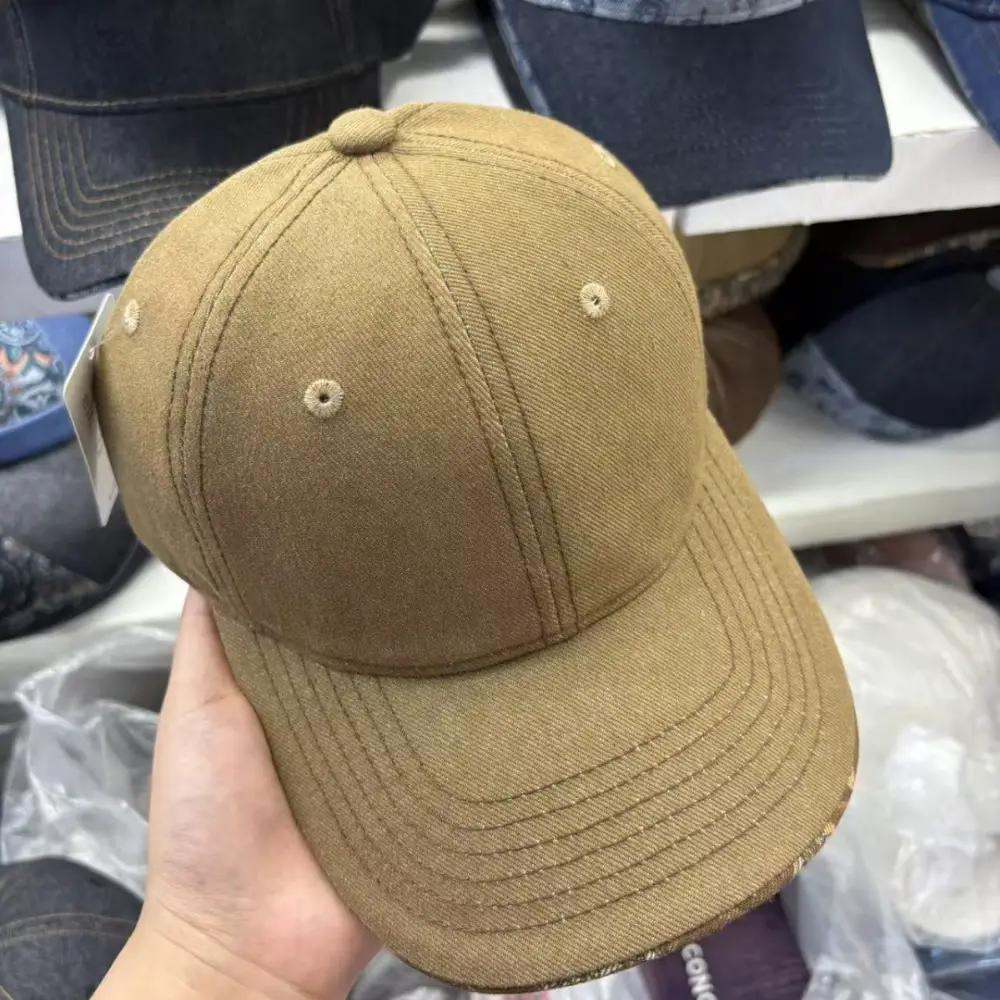 Retro Washed Denim Baseball Cap With Walnut Flower Paisley Print On The Lining And A Curved Brim And Earflap