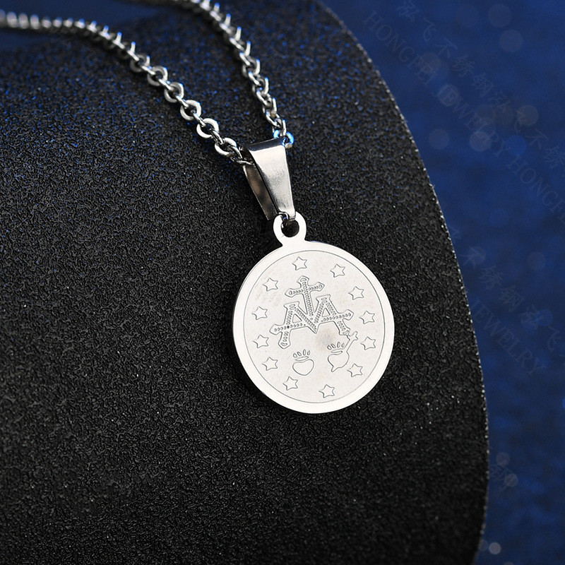 Simple Retro 18k Gold Double-sided Medal Coin Pendant Necklace