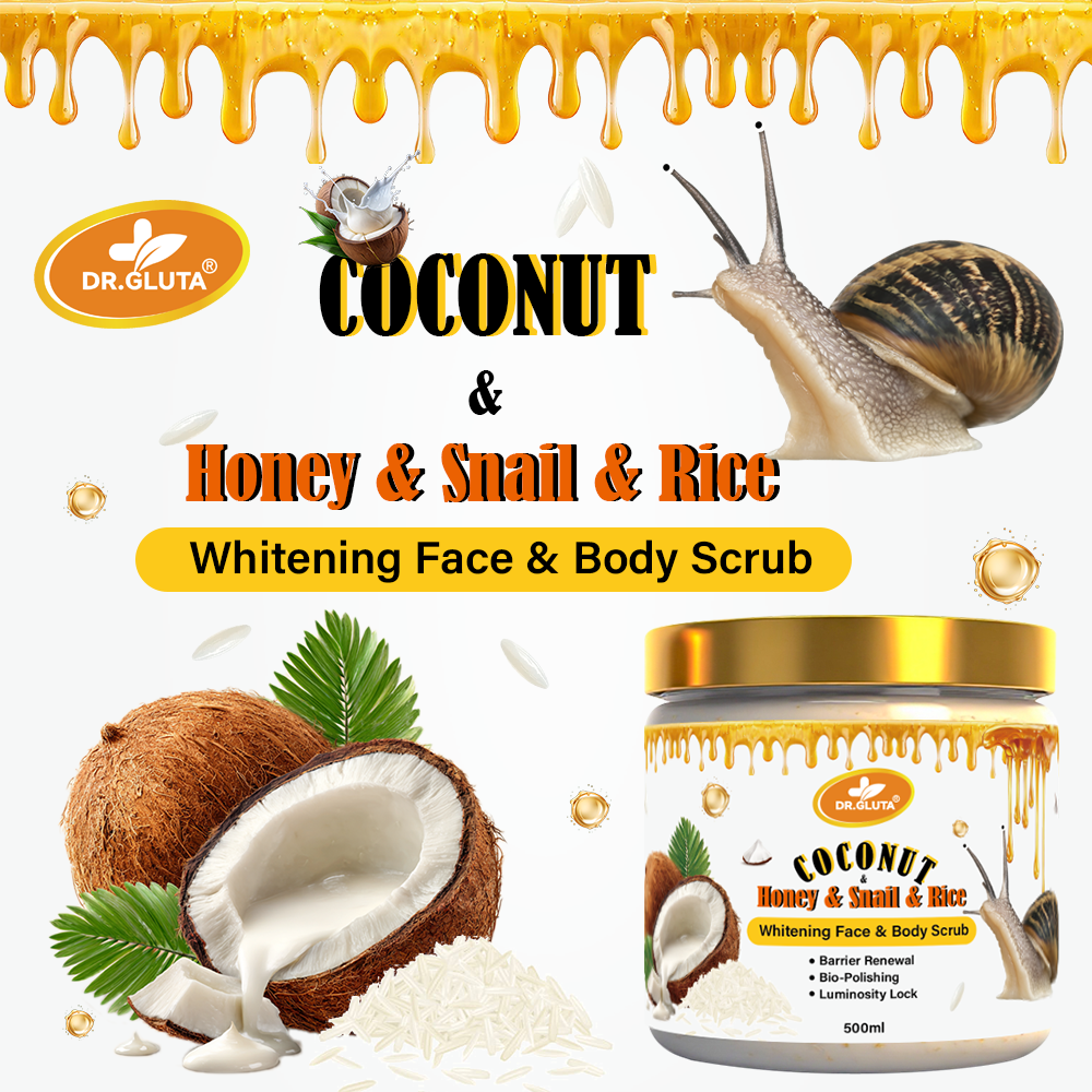 Coconut & Snail & Rice Body Scrub Whitening Skin Care Lightening Face Anti-aging 500ml