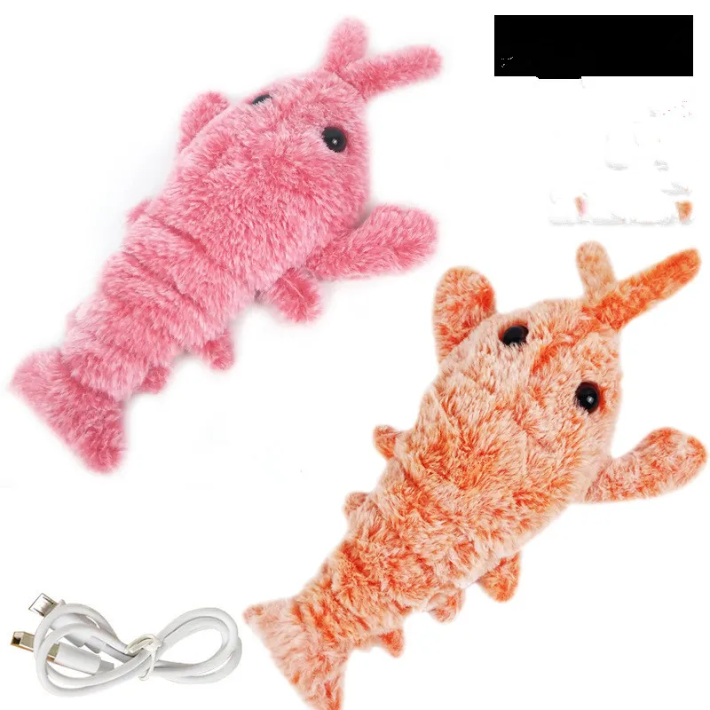 Pet Toys Electric Jumping Shrimp USB Charging Simulation Lobster Funny Cat Plush Pets Toy – image 3