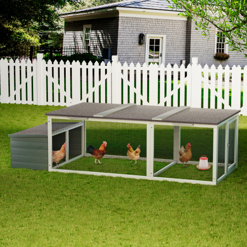 บ้านไก่ไม้ขนาดใหญ่ 20.93 ฟุต มีกล่องนอน กันน้ำ หลังคายางมะตอย ป้องกันสัตว์เลี้ยง พร้อมล็อคแน่นหนา เหมาะสำหรับฟาร์ม