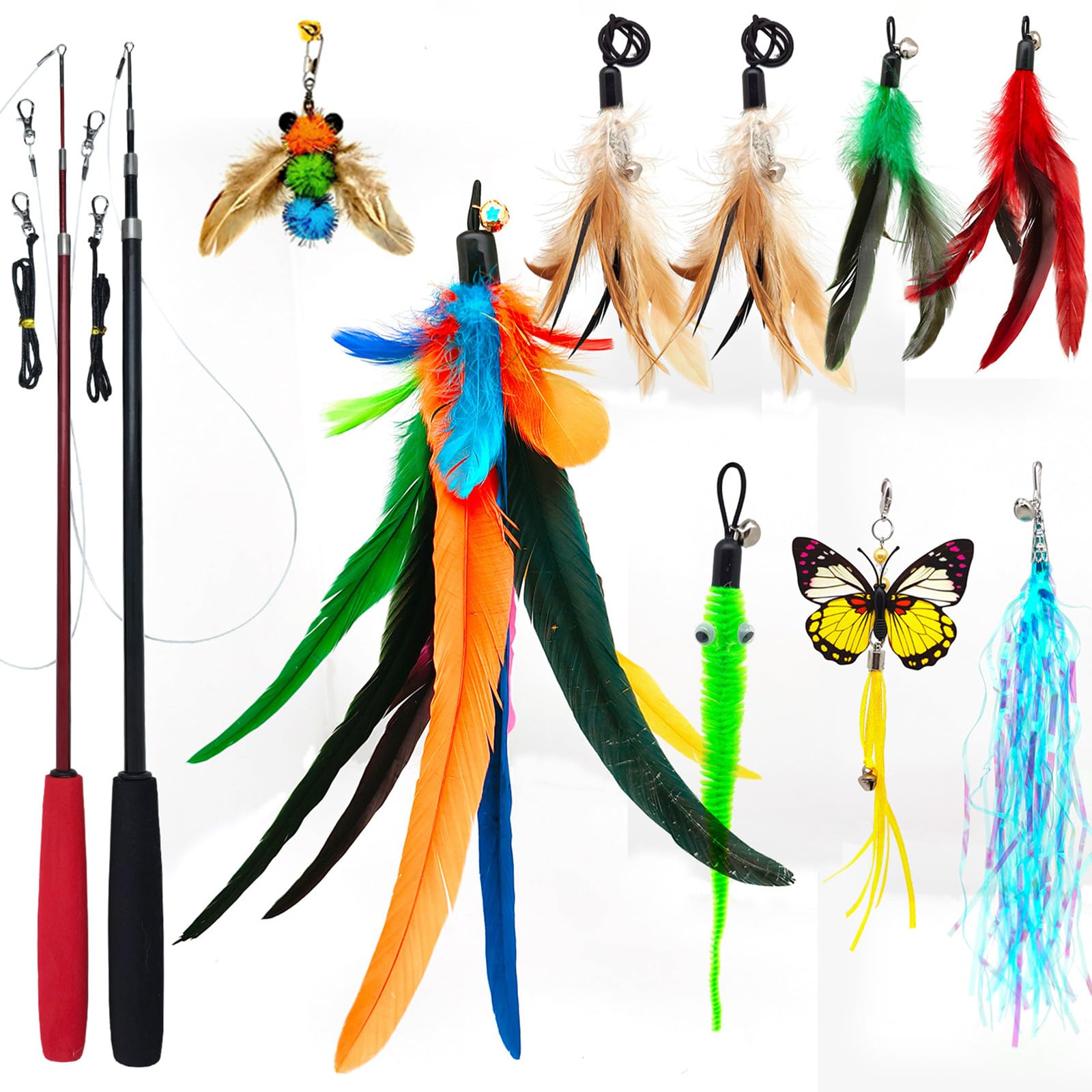 Retractable Cat Teaser Wand Set