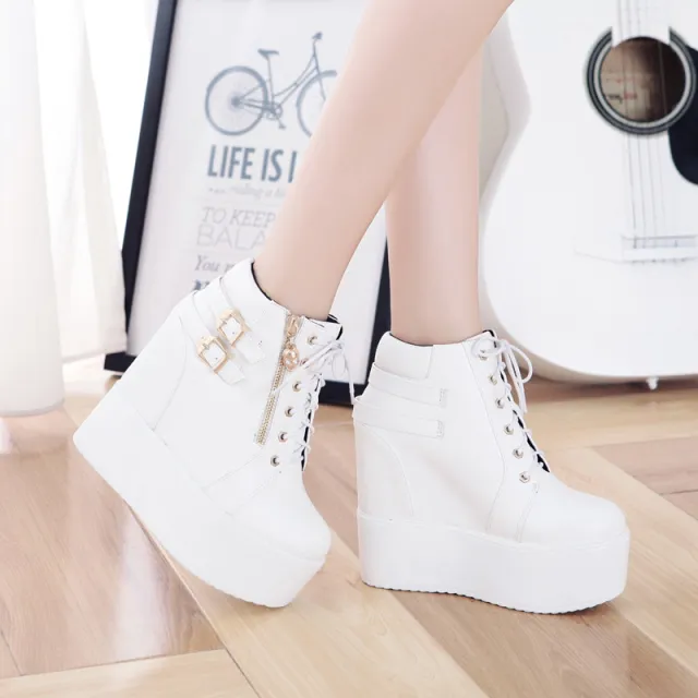 New Fashion Thick soled Inner Heightening And Fleece Ankle Boots White - Shop at LoveMi
