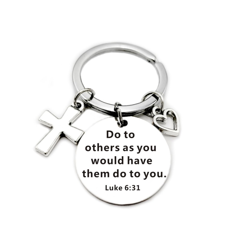 … Scripture Pendant Cross Heart Charms Keychain