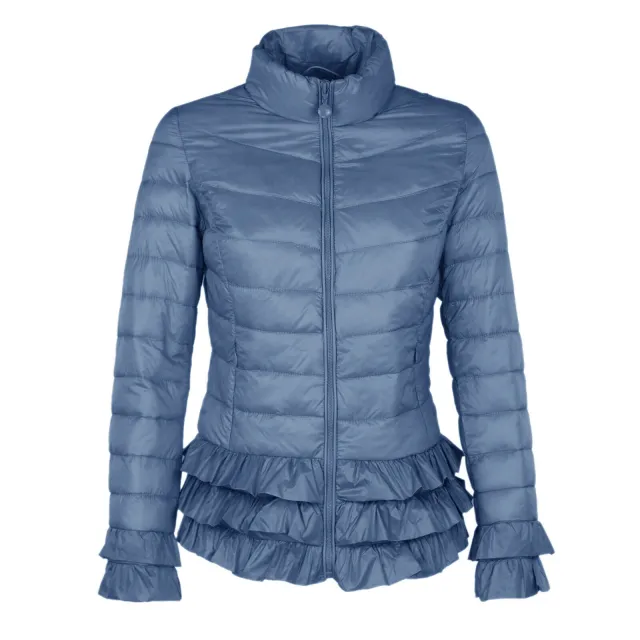 Ladies Mid length Lace Cotton padded Jacket Blue - Shop at LoveMi