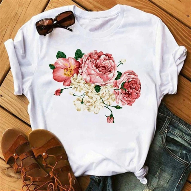 Women's Short sleeved T shirt Floral Series Printing B - Shop at LoveMi