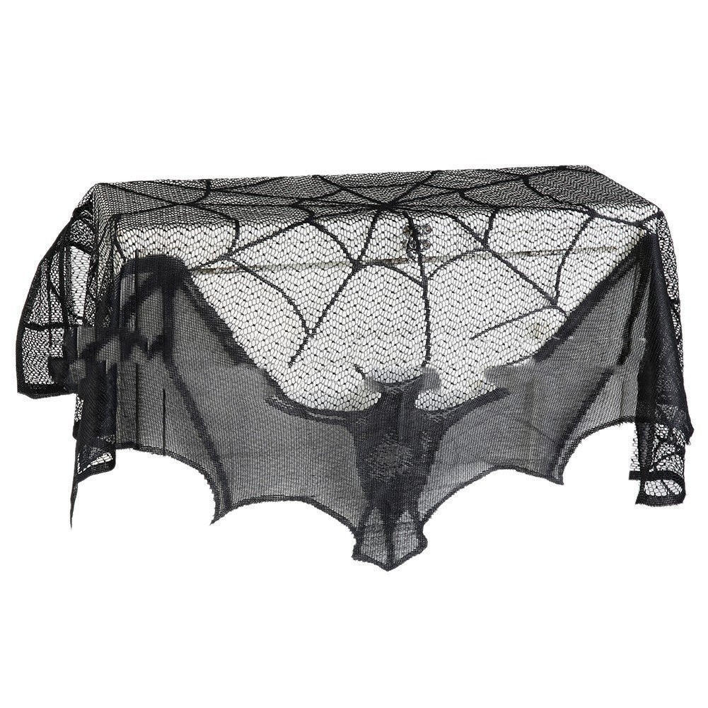 Halloween Decoration Lace Spider Web Sk (Black-93x57cm)
