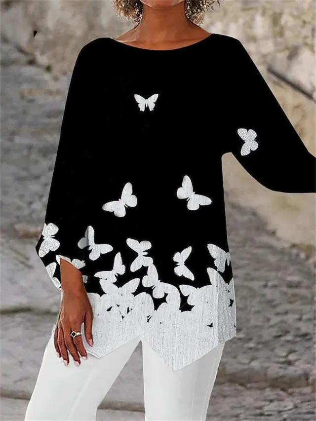 Geometric Print Long Sleeve Panel Crew Neck Shirt Color5 Xl - Shop at LoveMi