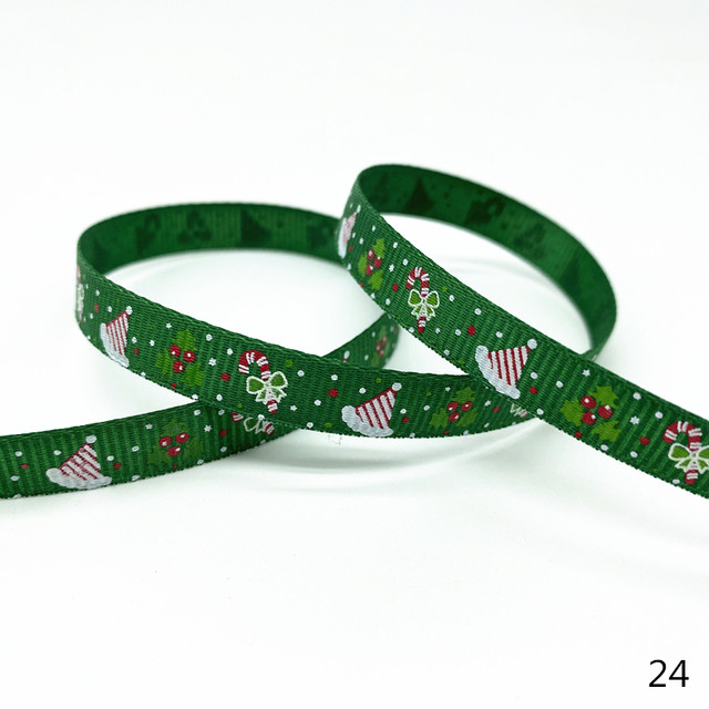 Size 5 10mm Christmas Ribbon Printed Grosgrain Ribbon