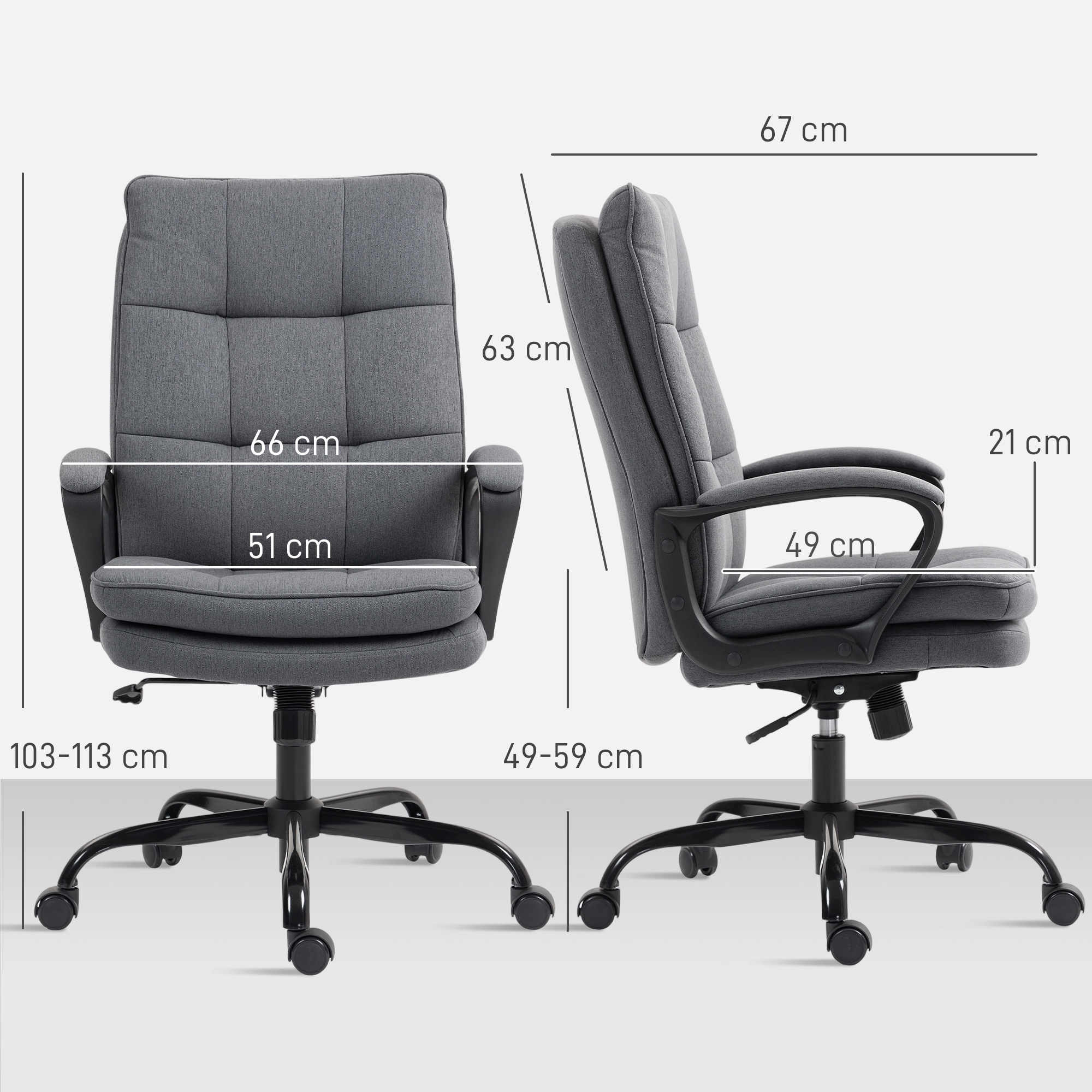 Double Layer Soft Cushion Linen Texture Office Chair — image 5