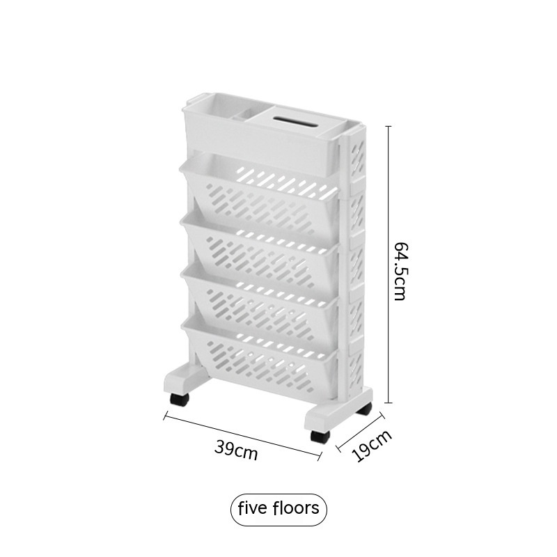 Floor Bookshelf Organizer with Wheels | Portable Bookcase